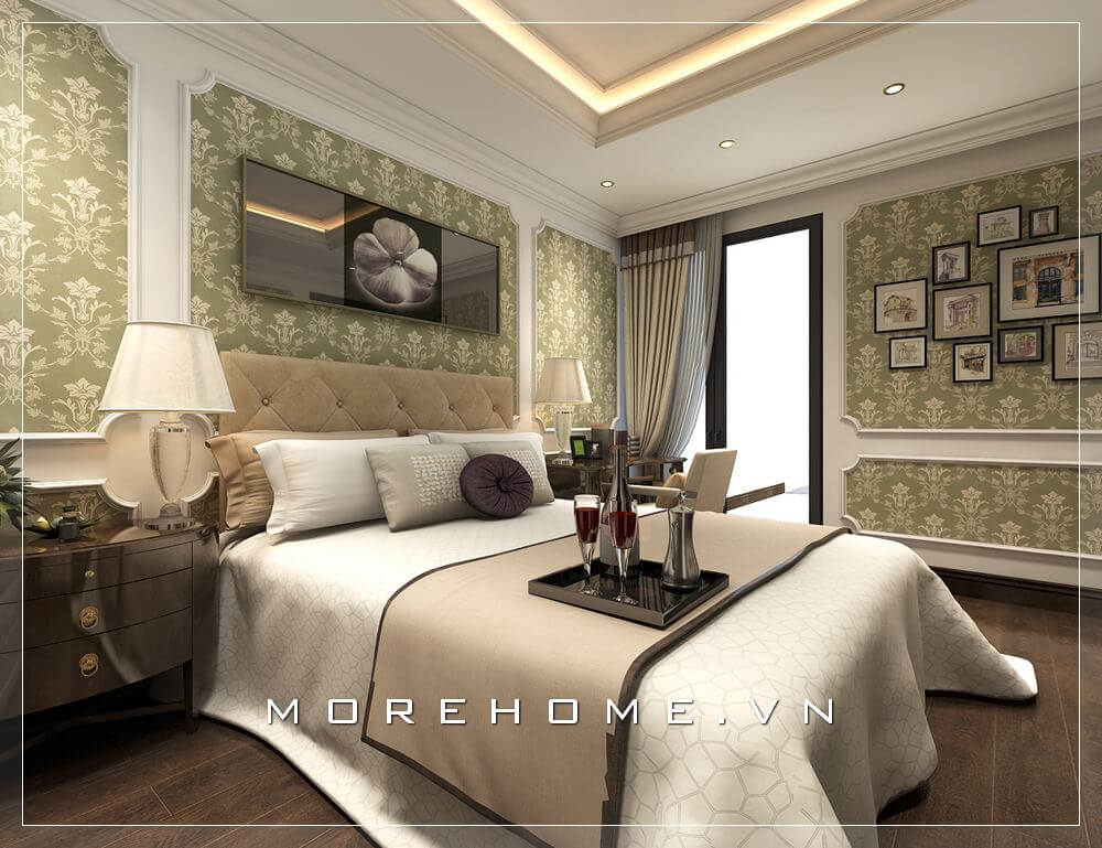Giường ngủ biệt thự hiện đại Giường ngủ biệt thự hiện đại