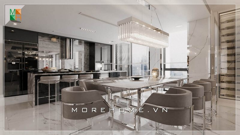 Cùng chiêm ngưỡng mẫu thiết kế nội thất phòng ăn chung cư cao cấp, biệt thự, nhà phố mang phong cách hiện đại, chiếm trọn trái tim bao ánh nhìn.